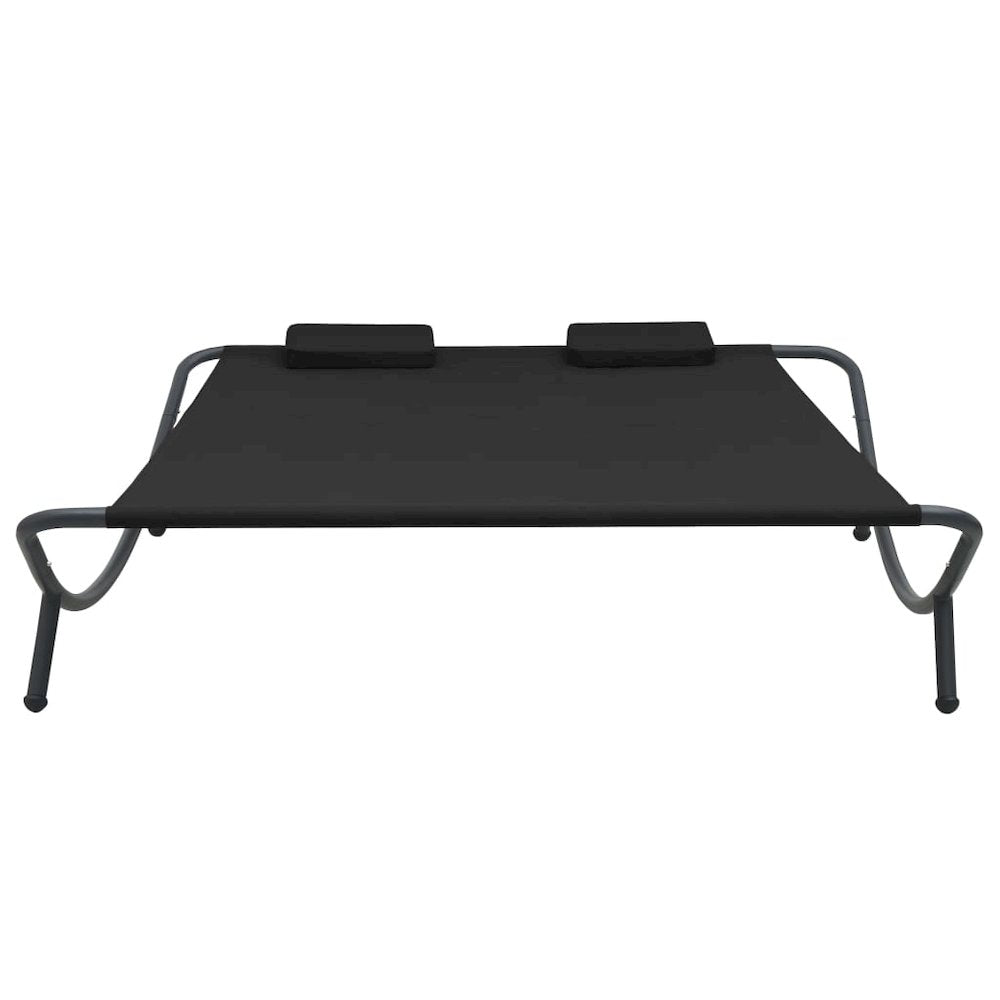 Lounge Bed Black Oxford fabric Large Durable Outdoor Lounge Bed