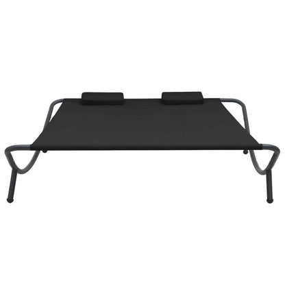 Lounge Bed Black Oxford fabric Large Durable Outdoor Lounge Bed