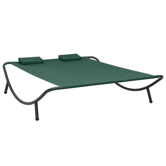 Lounge Bed Green Oxford fabric, steel Double Removable Covers