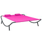 Lounge Bed Pink Oxford fabric, Powder-Coated Steel Double