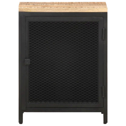 Bedside Cabinet Black Solid rough mango wood, powder-coated iron