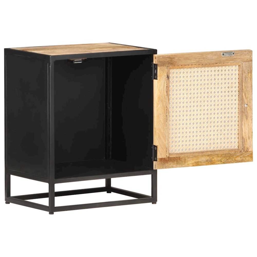 Bedside Cabinet Rough Mango Wood, Natural Cane