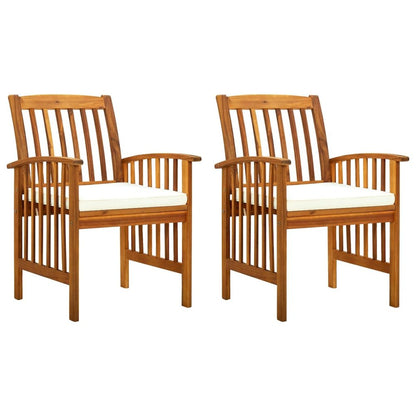 Patio Dining Chairs 2 pcs with Cushions Solid Acacia Wood