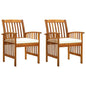 Patio Dining Chairs 2 pcs with Cushions Solid Acacia Wood