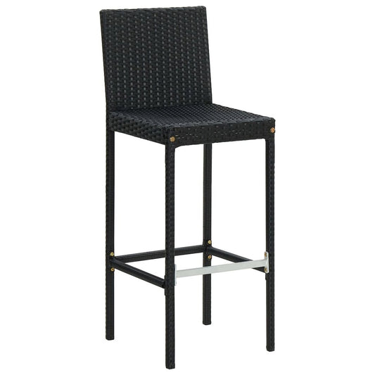 vidaXL Garden Bar Stools with Cushions 2 pcs Black Poly Rattan, 313435