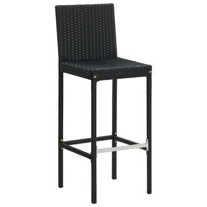 vidaXL Garden Bar Stools with Cushions 4 pcs Black Poly Rattan, 313437