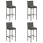 vidaXL Garden Bar Stools with Cushions 4 pcs Gray Poly Rattan, 313438