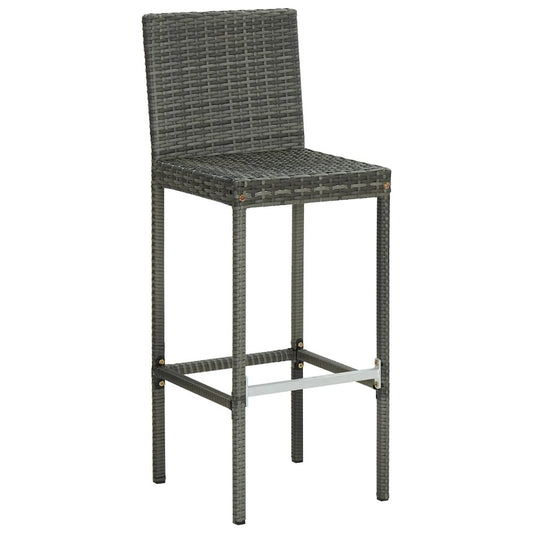 vidaXL Garden Bar Stools with Cushions 4 pcs Gray Poly Rattan, 313438