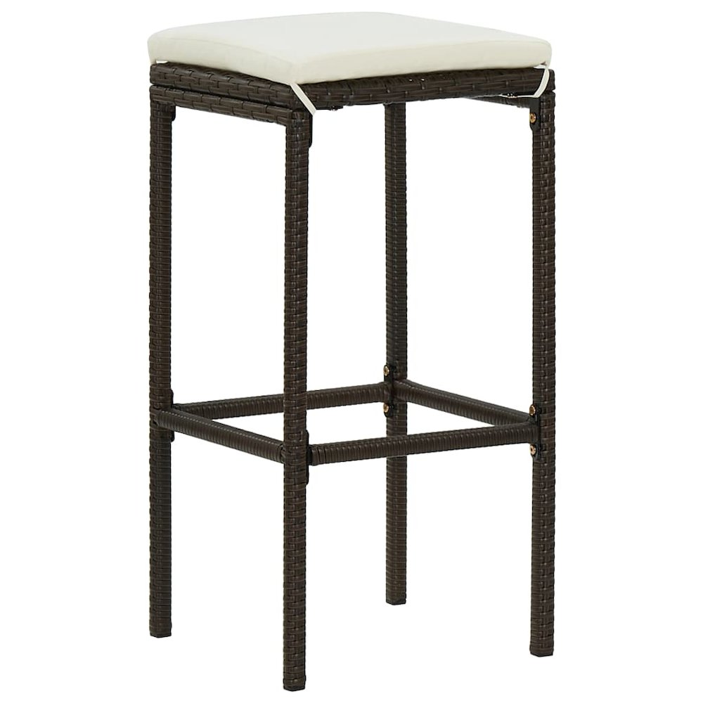 Bar Stool Set of 2 Brown PE rattan, steel Standard Footrest