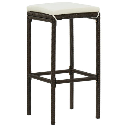 Bar Stool Set of 2 Brown PE rattan, steel Standard Footrest