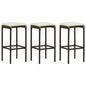 vidaXL Bar Stools with Cushions 3 pcs Brown Poly Rattan, 313442