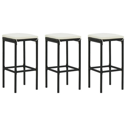 Bar Stool Set of 3 Black, Cream White