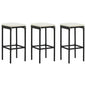 Bar Stool Set of 3 Black, Cream White