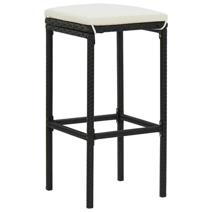 Bar Stool Set of 3 Black, Cream White
