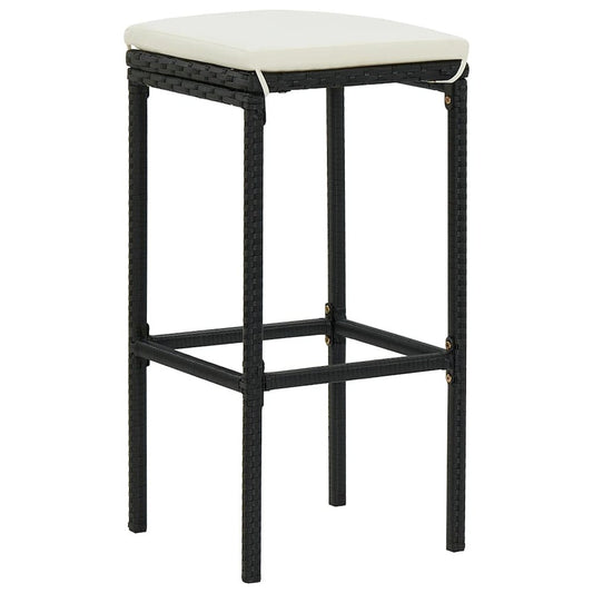 Bar Stool Set of 3 Black, Cream White