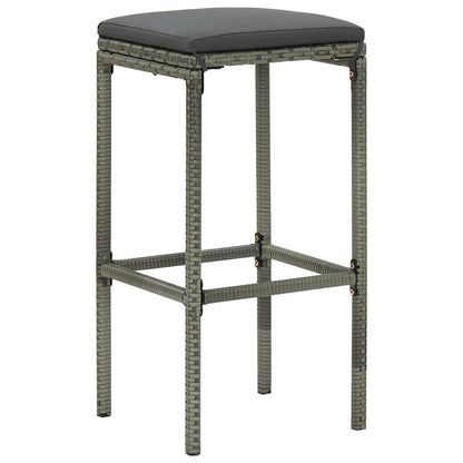 Bar Stool Set of 3 Grey Poly Rattan Standard Footrest