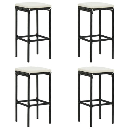 Bar Stool Set of 4 Black, Cream White