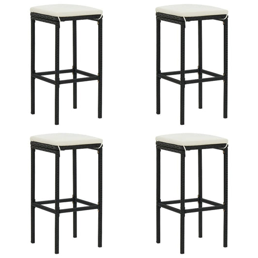 Bar Stool Set of 4 Black, Cream White