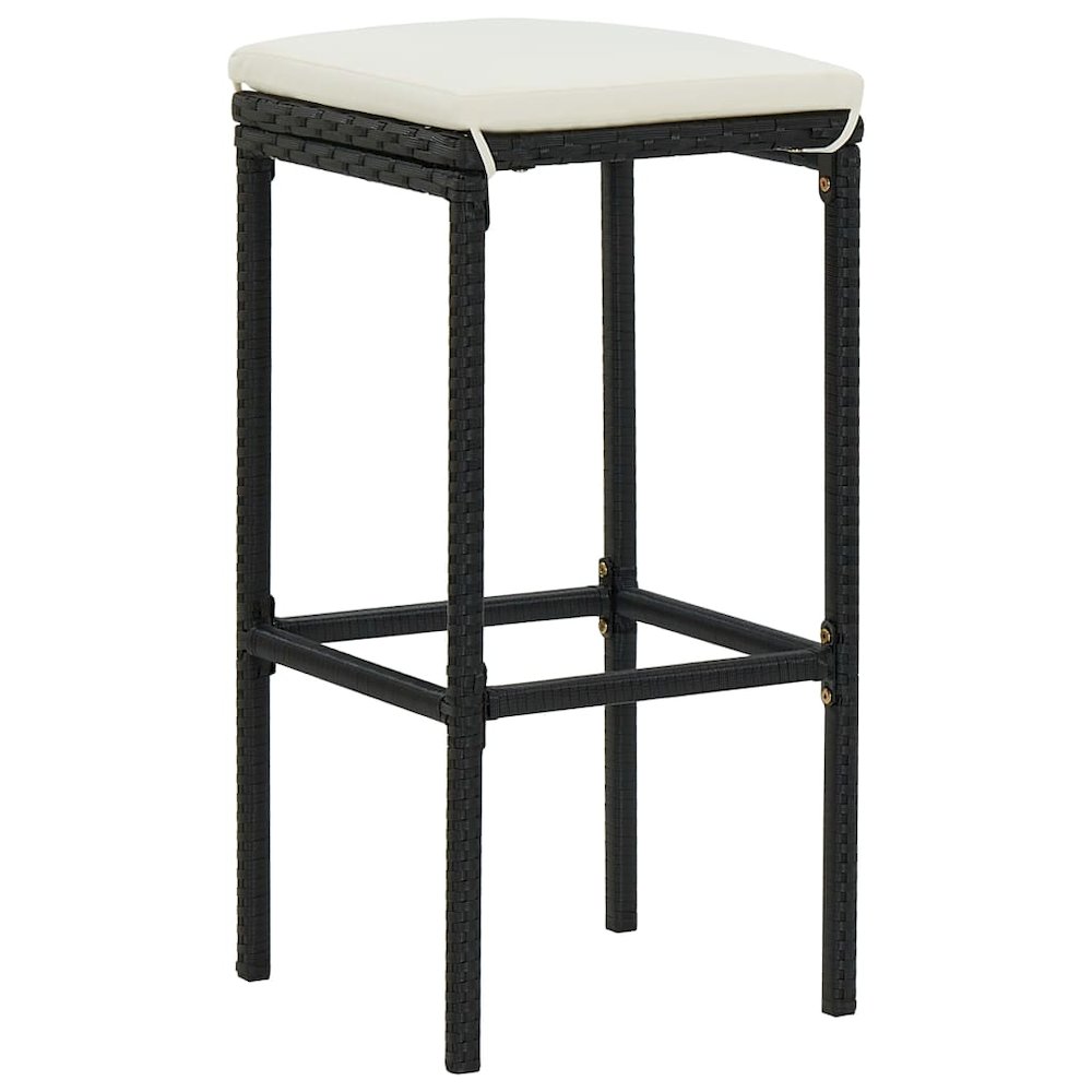 Bar Stool Set of 4 Black, Cream White