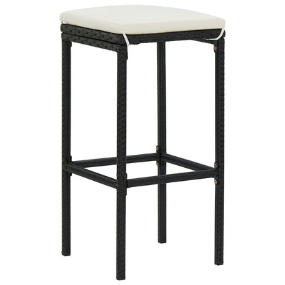 Bar Stool Set of 4 Black, Cream White