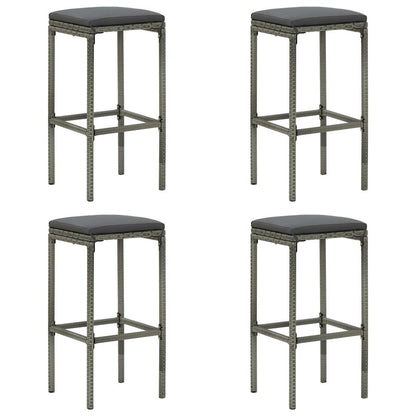 Bar Stool Set of 4 Grey PE Rattan Standard Footrest