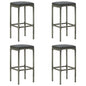 Bar Stool Set of 4 Grey PE Rattan Standard Footrest
