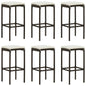 Bar Stool Set of 6 Brown PE rattan Standard Footrest