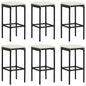 Bar Stool Set of 6 Black frame with cream white cushion PE rattan