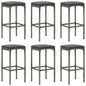 Bar Stool Set of 6 Grey PE rattan, steel, polyester Medium