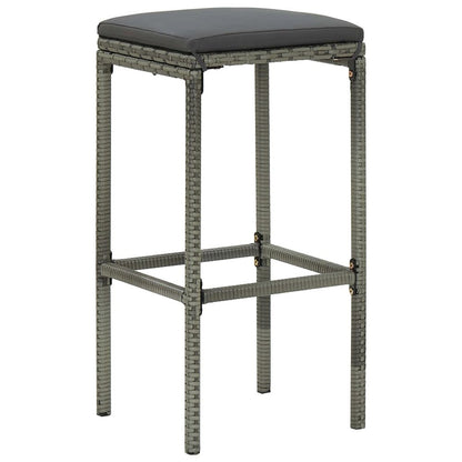 Bar Stool Set of 6 Grey PE rattan, steel, polyester Medium