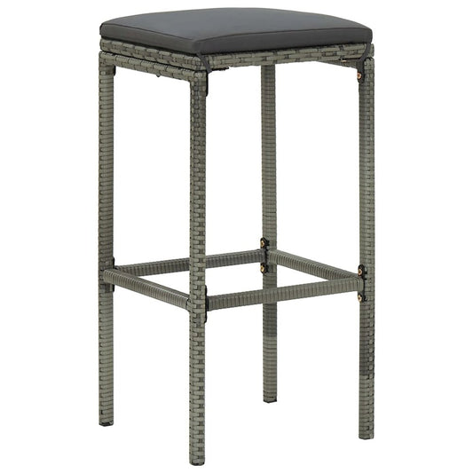 Bar Stool Set of 6 Grey PE rattan, steel, polyester Medium