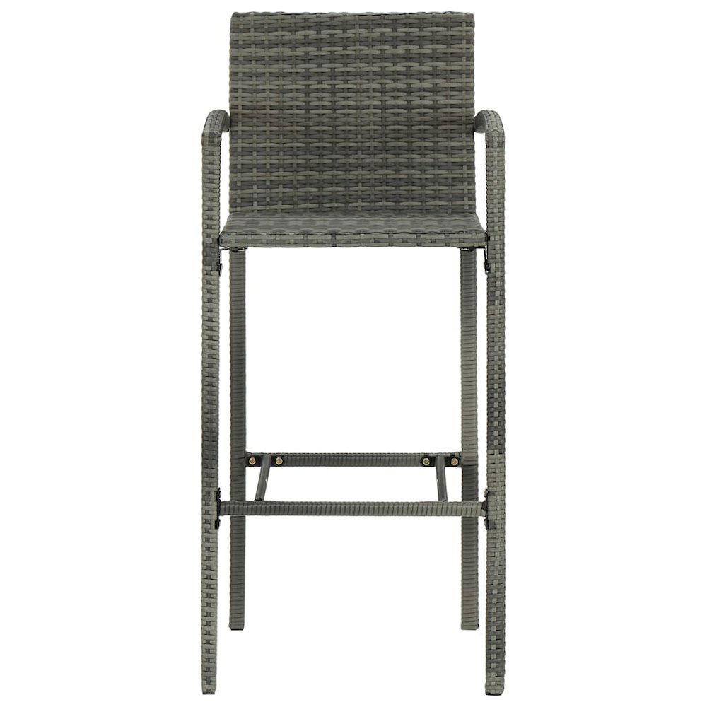 vidaXL Bar Stools 2 pcs Gray Poly Rattan 3453