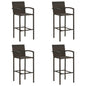 Bar Stool Set of 4 Brown PE rattan, powder-coated steel Medium