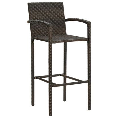 Bar Stool Set of 4 Brown PE rattan, powder-coated steel Medium