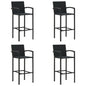 Bar Stool Set of 4 Black PE Rattan, Powder-Coated Steel Standard