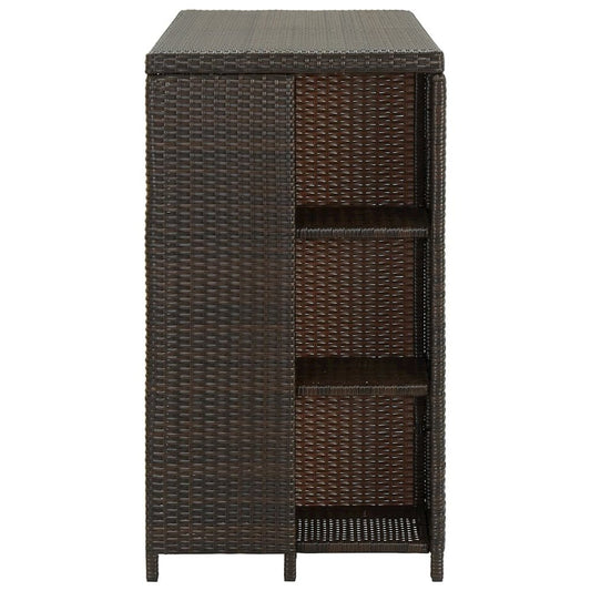 vidaXL Bar Table with Storage Rack Brown 47.2"x23.6"x43.3" Poly Rattan, 313475