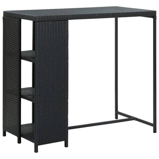 vidaXL Bar Table with Storage Rack Black 47.2"x23.6"x43.3" Poly Rattan, 313476