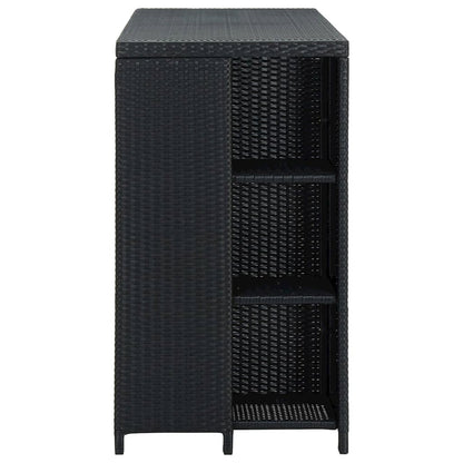 vidaXL Bar Table with Storage Rack Black 47.2"x23.6"x43.3" Poly Rattan, 313476