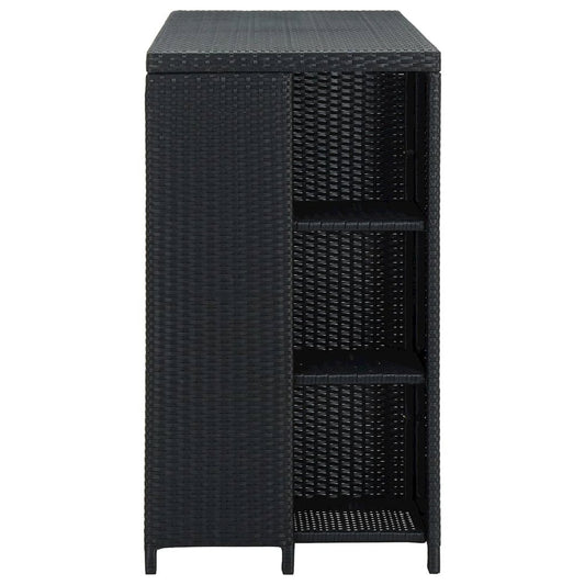 vidaXL Bar Table with Storage Rack Black 47.2"x23.6"x43.3" Poly Rattan, 313476