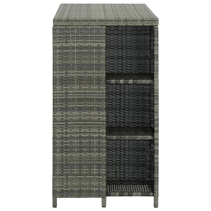 vidaXL Bar Table with Storage Rack Gray 47.2"x23.6"x43.3" Poly Rattan, 313477