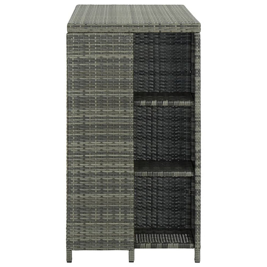 vidaXL Bar Table with Storage Rack Gray 47.2"x23.6"x43.3" Poly Rattan, 313477