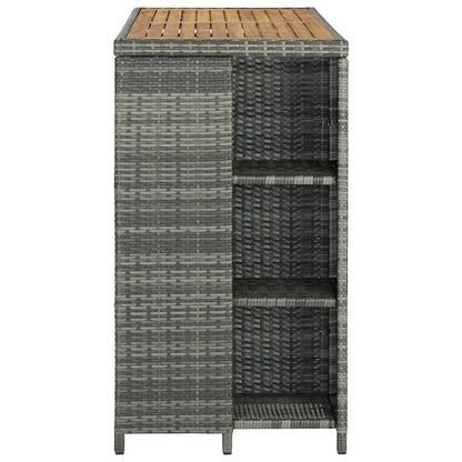 vidaXL Bar Table with Storage Rack Gray 47.2"x23.6"x43.3" Poly Rattan, 313479