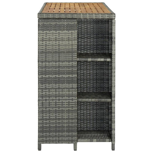 vidaXL Bar Table with Storage Rack Gray 47.2"x23.6"x43.3" Poly Rattan, 313479