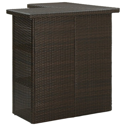 vidaXL Corner Bar Table Brown 39.4"x19.7"x41.3" Poly Rattan, 313480