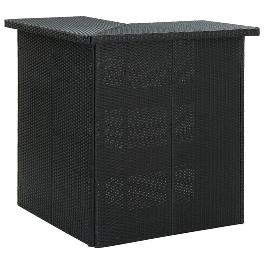 vidaXL Corner Bar Table Black 39.4"x19.7"x41.3" Poly Rattan, 313481