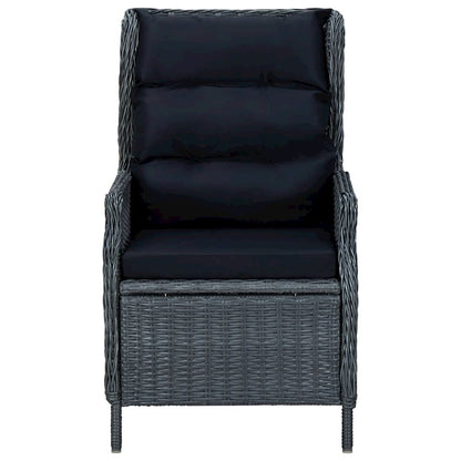 Garden Chair Dark Grey Round PE Rattan, Powder-Coated Steel
