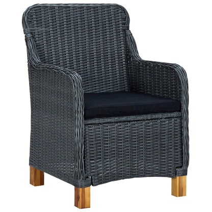 Garden Chair Set of 2 Dark grey Round PE rattan Medium Foldable
