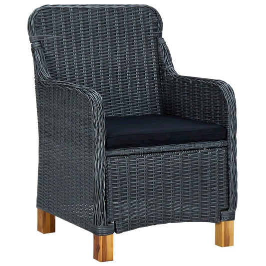 Garden Chair Set of 2 Dark grey Round PE rattan Medium Foldable
