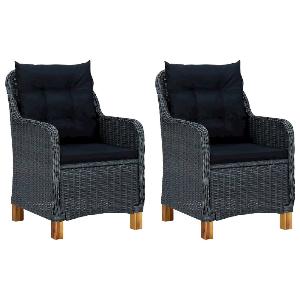 Garden Chair Set of 2 Dark Grey Round PE Rattan Standard
