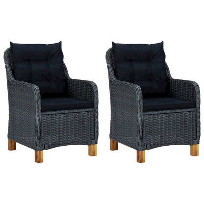 Garden Chair Set of 2 Dark Grey Round PE Rattan Standard